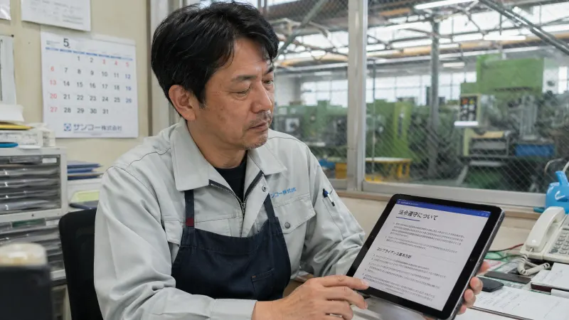 NotebookLMで法令参照を爆速化 - 15名製造業が月10時間→2時間に短縮した方法